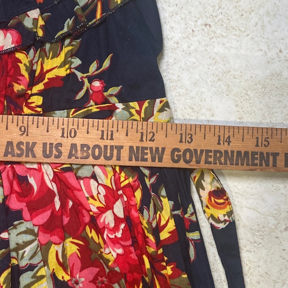 Xhilaration Womens Floral Cotton Sundress Navy Blue Ruffle Spaghetti Strap Small - Picture 6 of 8